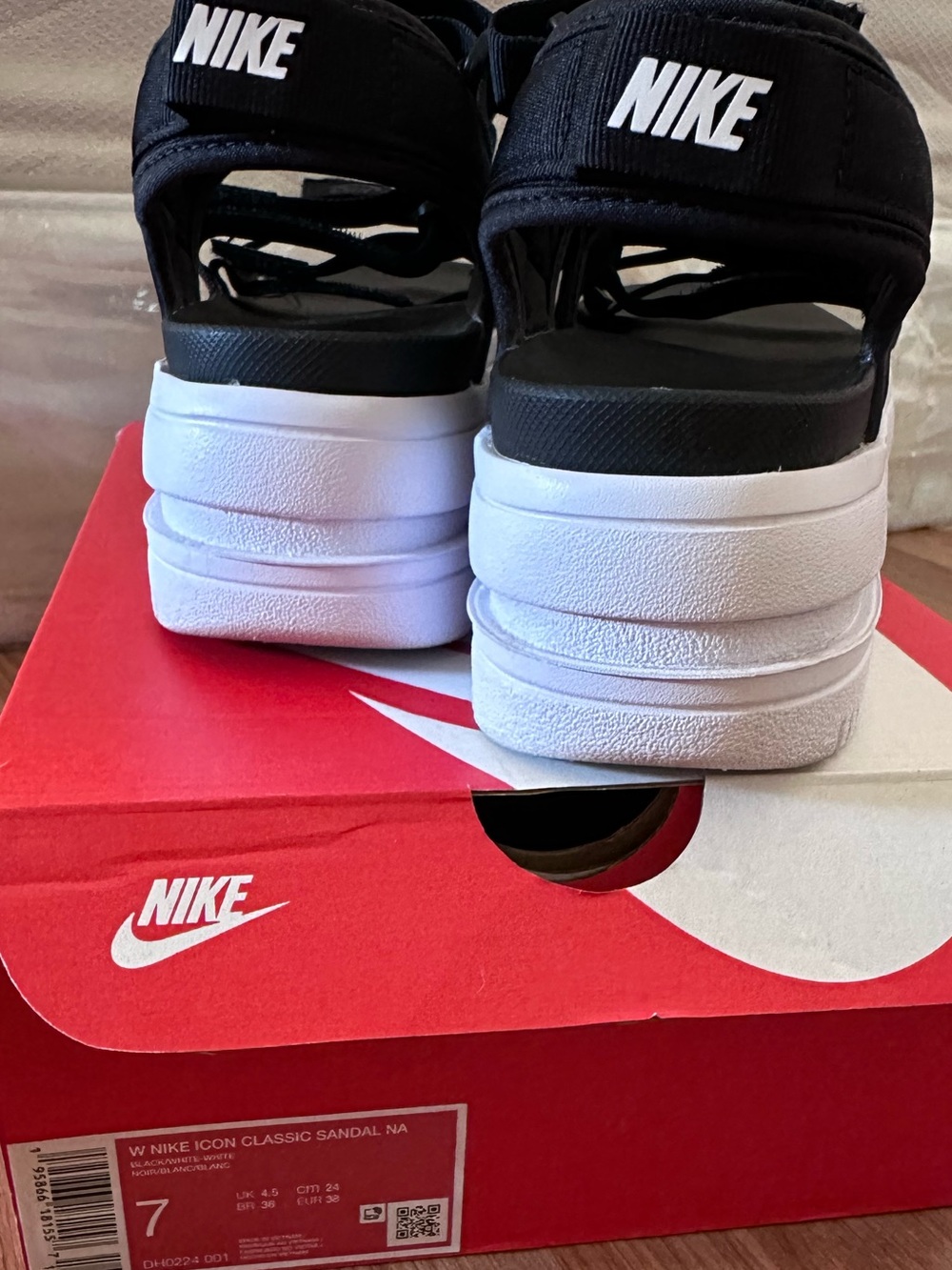 Women’s Nike Strappy Platform Sandals with White Sole - Picture 7 of 8